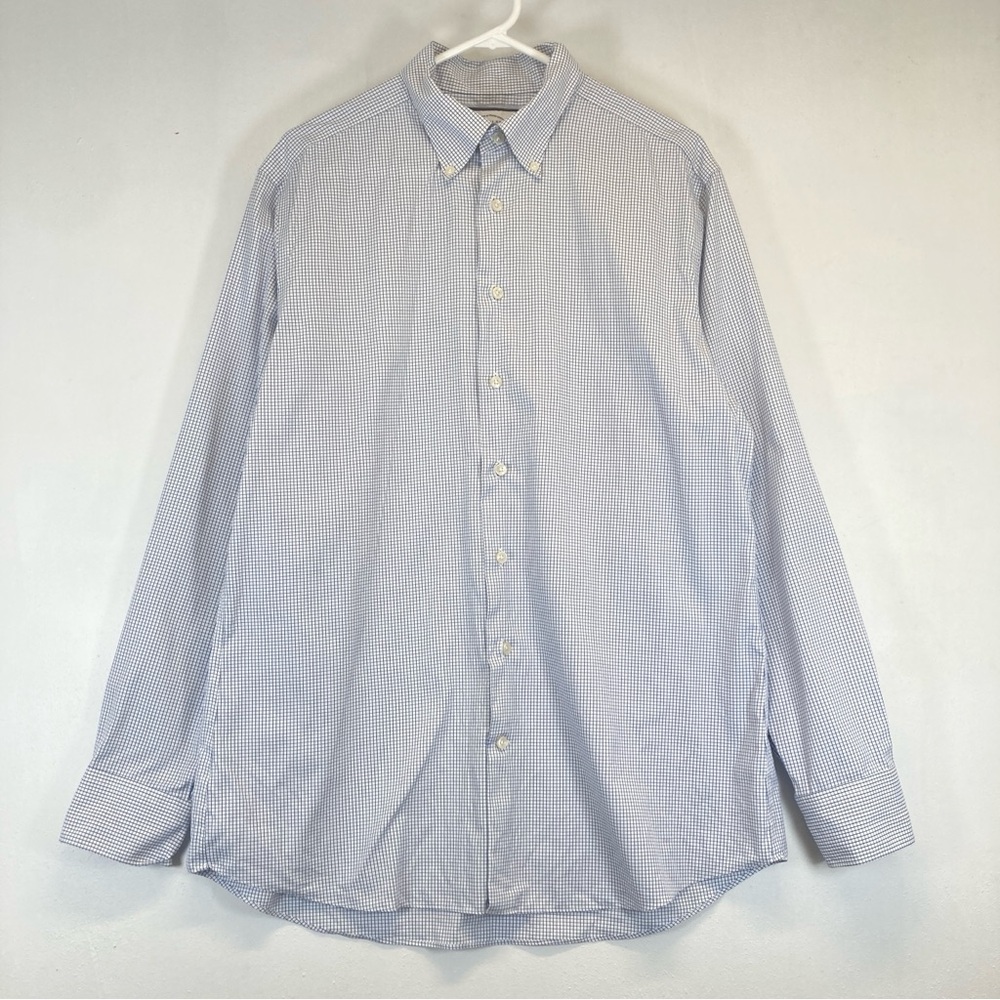 Charles Tyrwhitt Slim Fit Gingham Check Dress Shirt Mens 17/36in White Blue